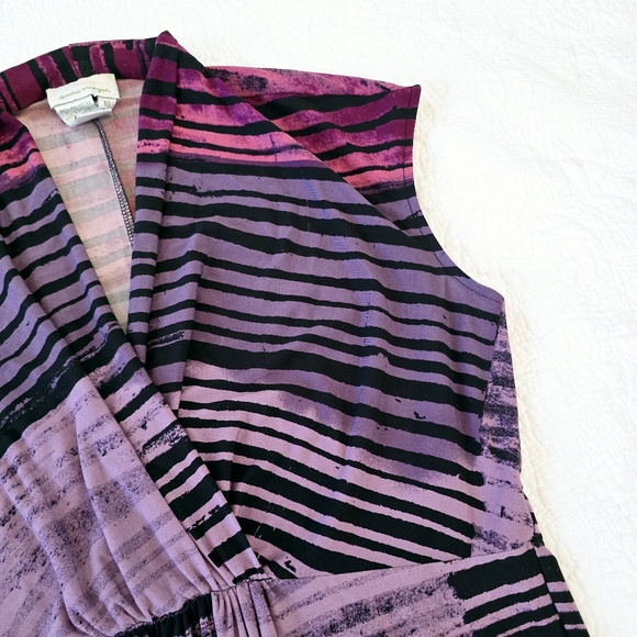 Donna Morgan Women's Mini Dress Size 10 Abstract Design In Purples Stretchy Work - Picture 6 of 11